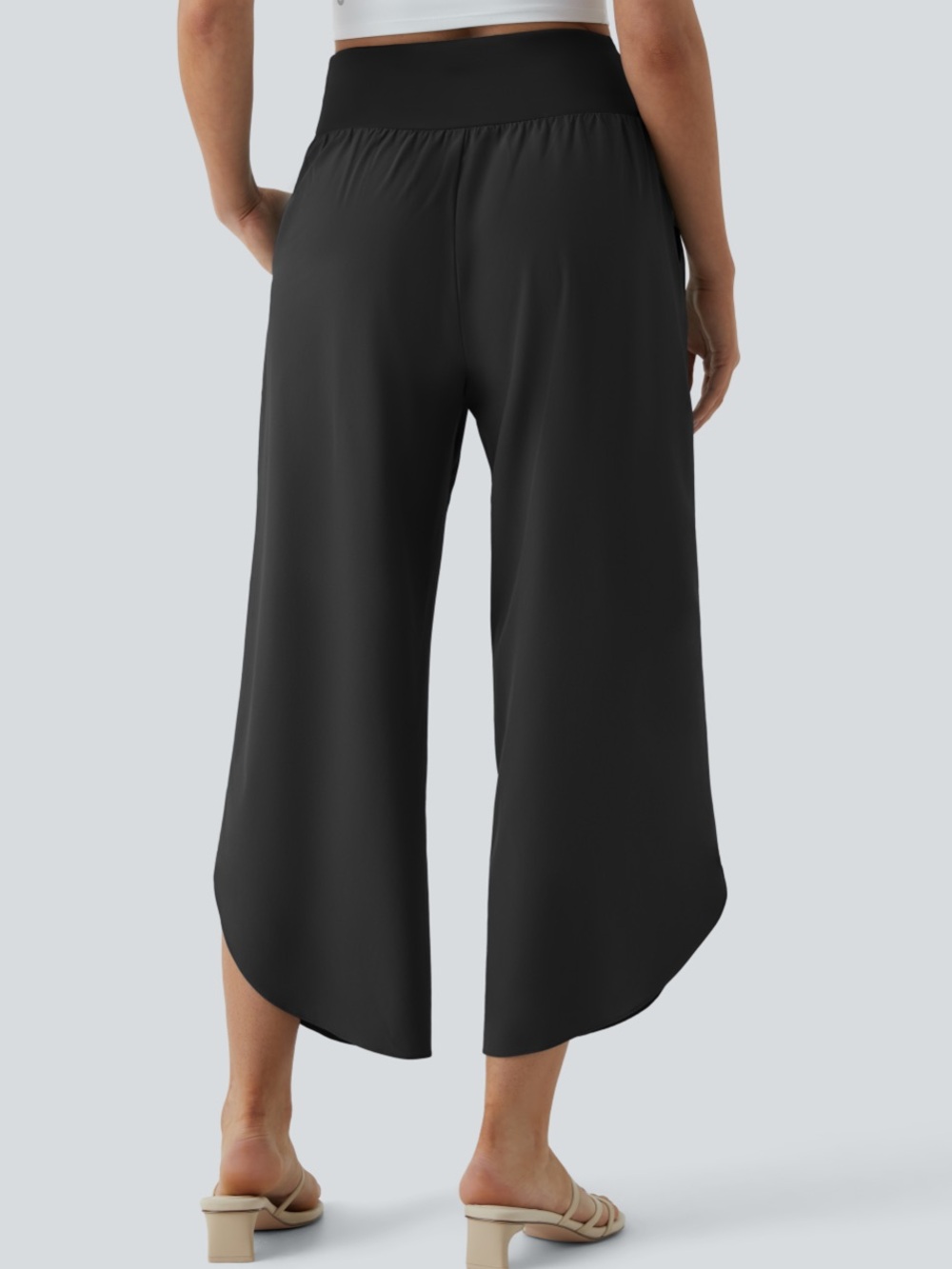 HALARA Black Wide-Leg Cropped Flow Pants NWT